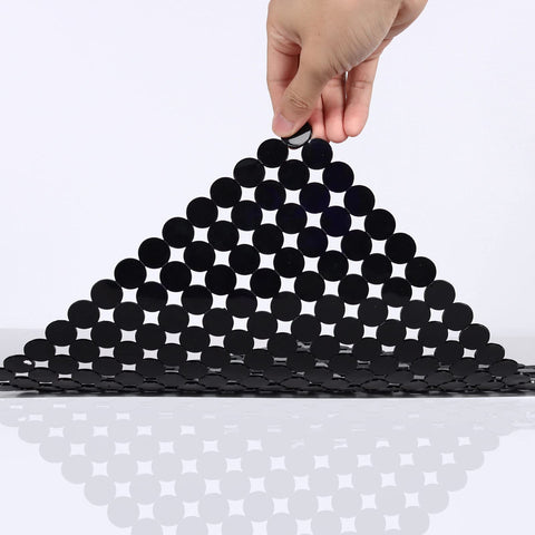 Close-up of 2 Pack Kitchen Sink Mat Set For Stainless Steel And Ceramic Sinks, Eco Friendly PVC Bottom Protector, Adjustable Quick Drain, Dots Design