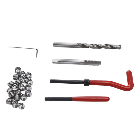 Thread Repair Kit M8x1 25mm With Coil Inserts, Drill Bit, And Hex Wrench, DIY Ready Tool Set For Stripped Threads, Auto Repair, Machinery Maintenance Now with drill, tap, inserts