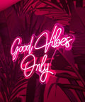 Pink LED Neon Sign For Wall Decor Good Vibes Only Neon Sign 23.5x15.5 Inch Perfect For Bedroom Parties Bars Pubs Clubs And Home