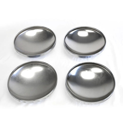 Set Of 4 Ten One Eighth Inch Closed Front And Rear Center Caps In Chrome For Cars Trucks And SUVs Universal Fit Easy Push Through Installation Durable Steel Construction With Bright Chrome Finish