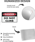 Danger Do Not Climb sign with smooth corners and pre-drilled holes for safe installation, back view of aluminum panel