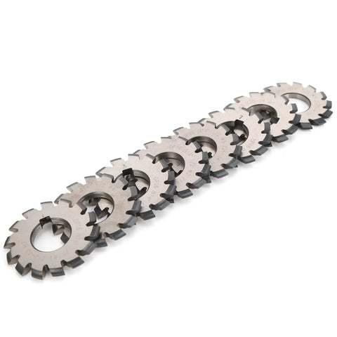 Premium R8 Taper Milling Cutter Set Features Eight Heavy Duty High Speed Steel Gear Cutters Engineered For Precise Machining Tasks With A Universal 14.5 Degree Pressure Angle And Rock Solid Construction For Top Notch Performance In Any Workshop