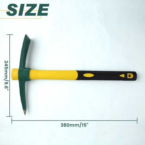 15 Inch Pick Mattock Hoe With Fiberglass Handle Heavy Duty Forged Weeding Tool For Digging Prospecting Camping Gardening