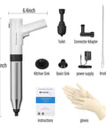 Heavy Duty Electric Toilet Plunger That Cracks Open Stubborn Clogs Fast, High Pressure Air Jet Drain Opener with accessories