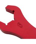 Close-up of red aluminum AN fitting wrench from Must Have Pro Grade Aluminum AN Fitting Wrench Set With 72 Piece Cap And Plug Kit