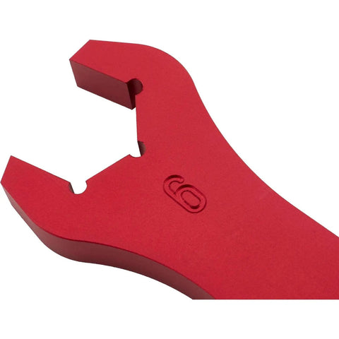 Close-up of red aluminum AN fitting wrench from Must Have Pro Grade Aluminum AN Fitting Wrench Set With 72 Piece Cap And Plug Kit