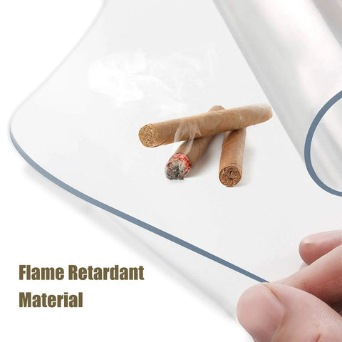 Clear Chair Mat For Hard Floors 30x48 Inch with flame retardant material, showing anti-slip underside and smooth top