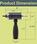 Rivet Nut Drill Adapter Kit With Dual Drive Modes Drill And Ratchet, showing dimensions and gray finish, side view
