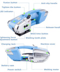 Heavy Duty Grip Electric Strapping Machine Handheld Automatic Pet Banding Tool with labeled features for easy operation.