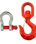 3 Ton Swivel Lifting Hook and D Ring Shackle Set With G80 Chain Hooks and Five Eighths Inch Shackle, 6600 Lbs Safe Working Load