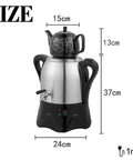 Boss 220V Electric Turkish Tea Maker With 3L Stainless Steel Boiler And 1L Ceramic Teapot Dual Teapot Samovar With Keep Warm Function