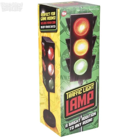 Packaging of 8 Inch Traffic Light Table Lamp That Delivers Major Vibe With Bright Red Green And Yellow Signals A Totally Fun Quirky Decor Piece For Your Desk Nightstand Or Living Room