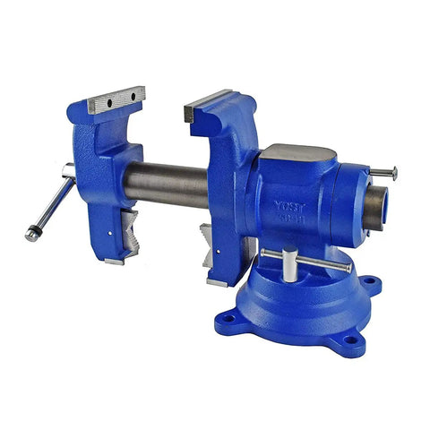 Heavy Duty 5 Inch 2 In 1 Bench And Pipe Vise With Rotating Dual Jaw System, Secure Grip And Swivel Base, Built From Ductile Iron And Hardened Steel For Beefy Durability And Versatility
