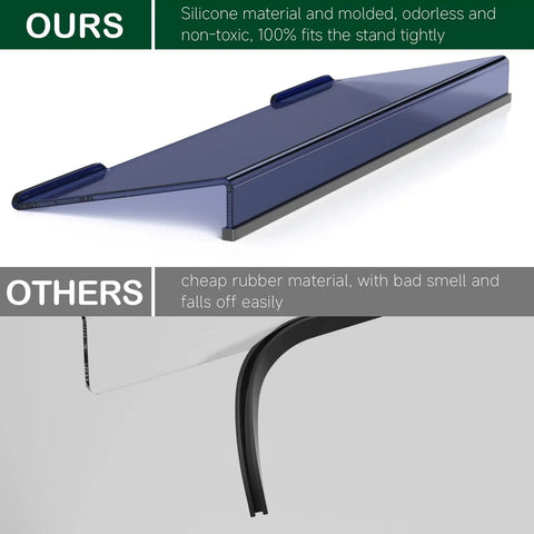 Comparison of Ergonomic Acrylic Keyboard Stand for Desktop with durable silicone strip vs. cheaper rubber material.