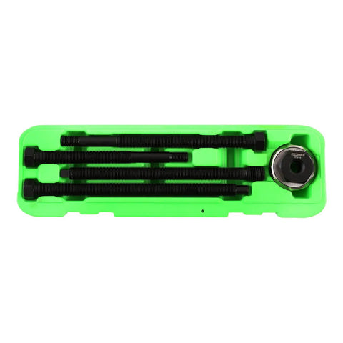 Long Reach Harmonic Balancer And Pulley Installer Kit in green case with four black rods and forcing fastener