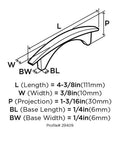 Dimensions diagram for Satin Nickel 3 Inch Center To Center Cabinet Pull From Essential Z Collection Drawer Pull 1 Pack.