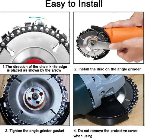 Installation steps of Heavy Duty 4 Inch Stump Grinder Disk For 4 Inch Or 4-1/2 Inch Angle Grinder With 5/8 Inch Arbor