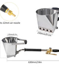 Pro Stucco Sprayer Kit With Ceiling Hopper Straight Up Beast Mortar Spray Gun, stainless steel bucket and handle, 24in long for easy use.