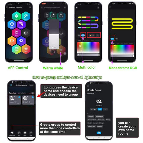 App interface for Dope 20 Pack LED Deck Lights Kit 1.77 Inch RGBW IC Multicolor Dynamic Low Voltage Recessed Landscape Lights