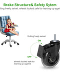 Three Inch Casters With 5/16-18 UNC Threaded Stem Two Casters With Brake Lock And Three Without Locking Bearing Swivel Casters With Screw In Inserts