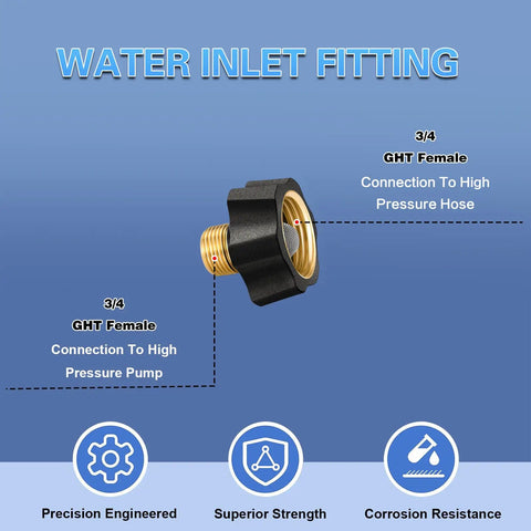 Beefy Brass Water Inlet Fitting For Pressure Washer Pump 3/8 NPT To 3/4 GHT Hose Adapter Replacement For Simpson 7112362.