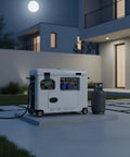 Ultra Quiet High Power Portable Generator Set For Home Backup, Marine Use, And Construction Sites in a backyard at night