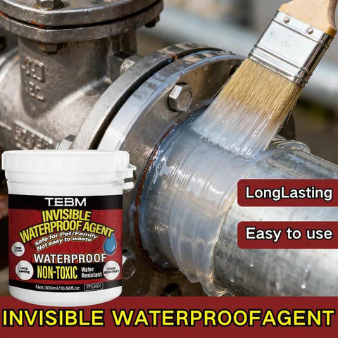 Heavy Duty Invisible Waterproof Sealant For Rvs And Trailers Crystal Clear Repair Adhesive All Season Temperature Resistant Formula applied on a metal pipe.