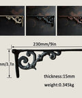 Heavy Duty Corner Braces Pair 9 Inch By 3 7 Inch black metal L brackets with decorative design for wall mounting supports.