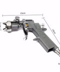 Top Shelf 600 ML Gravity Feed Paint Spray Gun With Adjustable Fan Width And Precision Flow Control For Slick Water Based Base Coats On Car Auto Body Restoration, side view with measurements.