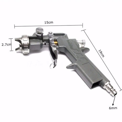Top Shelf 600 ML Gravity Feed Paint Spray Gun With Adjustable Fan Width And Precision Flow Control For Slick Water Based Base Coats On Car Auto Body Restoration, side view with measurements.