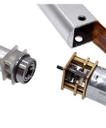 Close-up of Heavy Duty Electric Linear Actuator components, showcasing motor and linear rail for DIY builds and smart furniture tweaks.