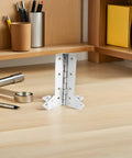 L Shaped Metal Road Case Hinges Two Pack Beefed Up Heavy Duty Corner Wrap Around L Bracket Hinge on wooden desk