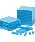 Blue Plastic Base Ten Blocks Set for Kids, Place Value Manipulatives for Regrouping, Counting Cubes, Classroom Pack of 644