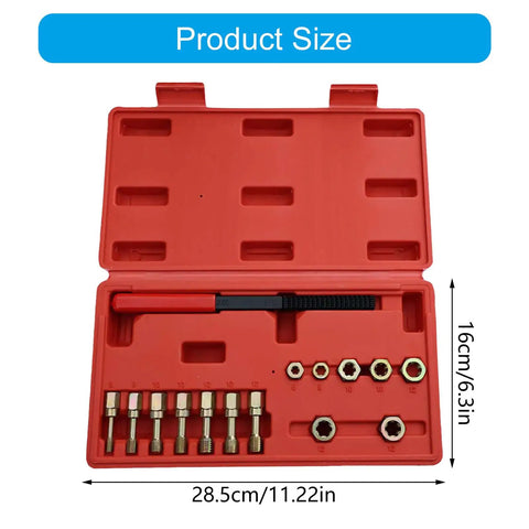 Ultimate 15 Piece Thread Repair Kit With Taps And Dies Plus Double Ended File To Fix Stripped Bolts On Steel And Aluminum Without Breaking The Bank At Home Or In The Shop, red case 28.5cm x 16cm