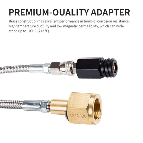 Premium brass CO2 Tank Direct Adapter With 60 Inch Stainless Steel Hose CGA320 To TR21-4 For Carbonated Water Soda Makers