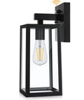 Built Like A Tank Dusk To Dawn Outdoor Wall Light 13 Inch Waterproof Sconce With Smart Sensor featuring black metal and clear glass.