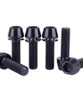Titanium Allen Hex Tapered Head Bolts Set M6 X 16mm 18mm 20mm Black 6 Pack Grade 5 Titanium Alloy Fasteners for Bicycle Fittings