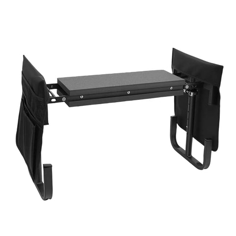 Black Foldable Garden Kneeler Seat Height Adjustable Stool Bench For Kneeling Or Sitting Tasks The Go To Gear For Gardening Camping And Picnics Sturdy Carbon Steel Frame Lightweight And Portable For Easy Transport