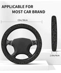 Leopard Print License Plate Frame And Steering Wheel Cover Set For Cars, Anti Slip Breathable Steering Wheel Cover, 15in