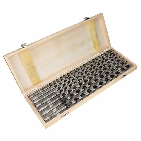 8 Pc Extra Long Auger Drill Bit Set With Rugged 24 Inch Wood Boring Bits And Sturdy Timber Case for deep hole drilling.