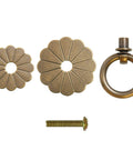 Six Pack Vintage Style Brass Ring Pulls Set 2.5 Cm Ring Diameter With 0.87 Inch Screws Solid Brass Construction Rust Resistant Easy Screw Mount