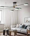 Turn Heads And Level Up Your Home With This 6 Head Sputnik Chandelier Featuring 360 Rotating Led Pendant Lights Adjustable Drop E27 Sockets For Dining Kitchen Living Rooms In Gold in a modern living room setting.
