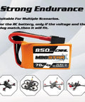 4S 850mAh 14.8V 70C LiPo Battery With XT60 Plug For RC Airplanes Helis Quadcopters FPV Racing Drones Two Pack shown