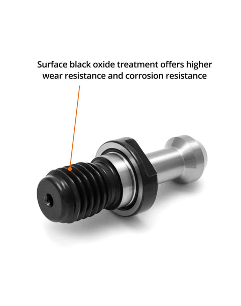 Heavy Duty 45 Degree Pull Stud Retention Knob Set for Haas CAT 40 CNC Tool Holders, carbon steel with black oxide finish, close-up view