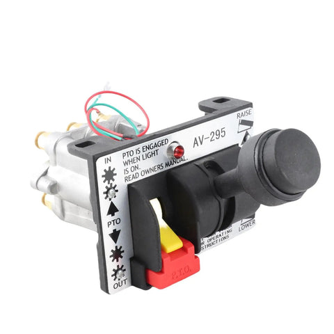 Power Take Off Hoist Air Shift Control Valve AV295 Dual Valve PTO Switch for dump truck hydraulic system, close-up view