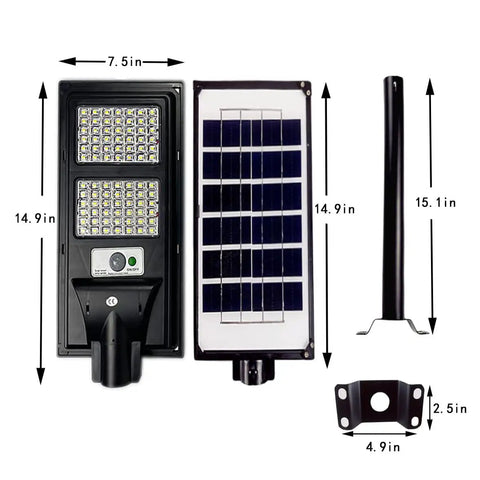 Lit Solar Street Lights Outdoor Waterproof 30000LM Flood Lights 6000K Daylight components with mounting post and bracket