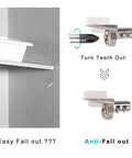 Heavy Duty Nickel Metal Shelf Peg Pins And Clips With Stick Tight Silicone Tips For 5MM Display Rack Holes showing anti-fall design.