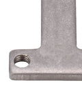 Built Tough 304 Stainless Steel I Shaped Screw Plate With M4 Mounting Holes for robotic clamping setup, close-up view.