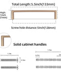 Five Inch Center-To-Center Champagne Bronze Cabinet Pulls Set Of 10 Dope Kitchen Cabinet Hardware Handles dimensions diagram