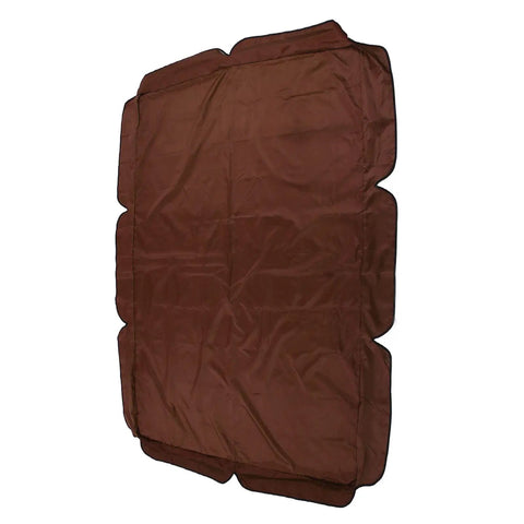 Brown weatherproof porch swing canopy cover 69x46.4 inches, showing durable oxford cloth with reinforced straps and UV shield coating.